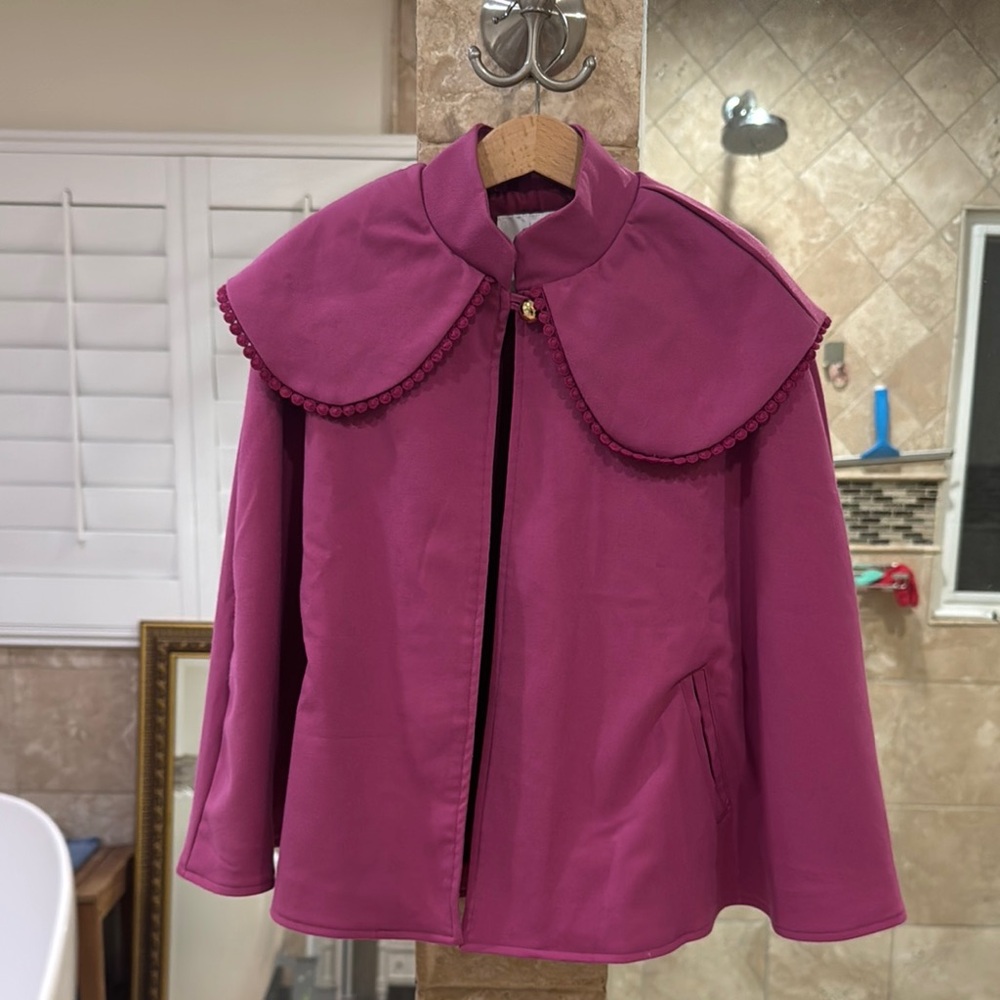 Janie and Jack Pink Cape with Rounded Collar